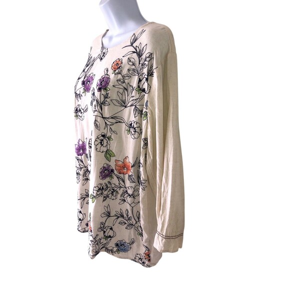 J. Jill Linen Blend Botanical Gardens Embroidered Top Size XL - Picture 2 of 10